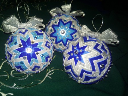 Новорічні кульки "Синій серпантин" (техніка - артишок)